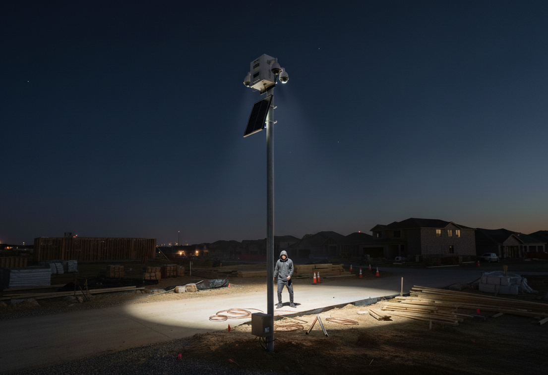 construction site security cameras with floodlights